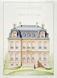 Elevación de terraza de una casa para la burguesía, lámina XXXV, de un folio de diseños, c.1870